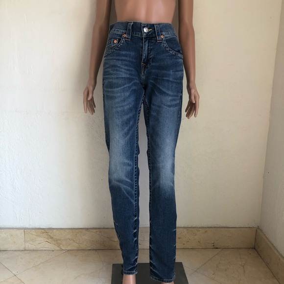 True Religion Section Slim No Flap SN Blue Denim Jeans Pants Women’s Size 30 - Picture 1 of 16
